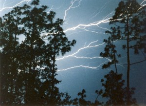 Lightning shooting across the sky
